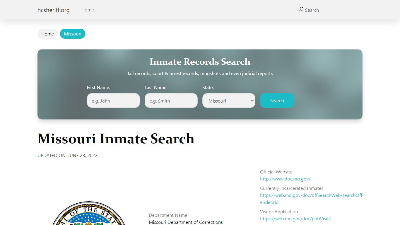 Missouri Inmate Search – Missouri Department of Corrections Offender Lookup