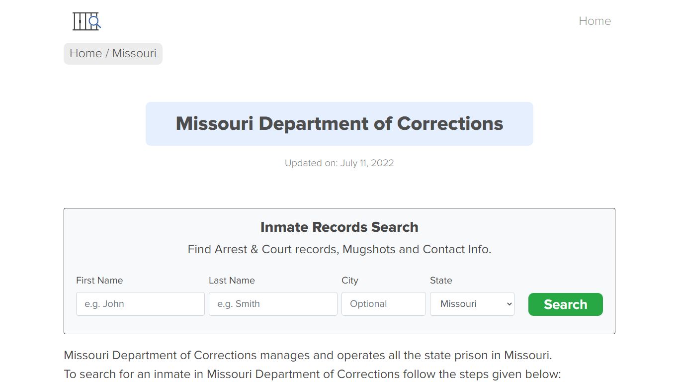 Missouri Inmate Search – Missouri Department of Corrections Offender Lookup